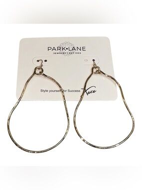 Park Lane Mochi Earrings Gold Tone Large Wavy Statement Dangle Hoop Earrings 3"